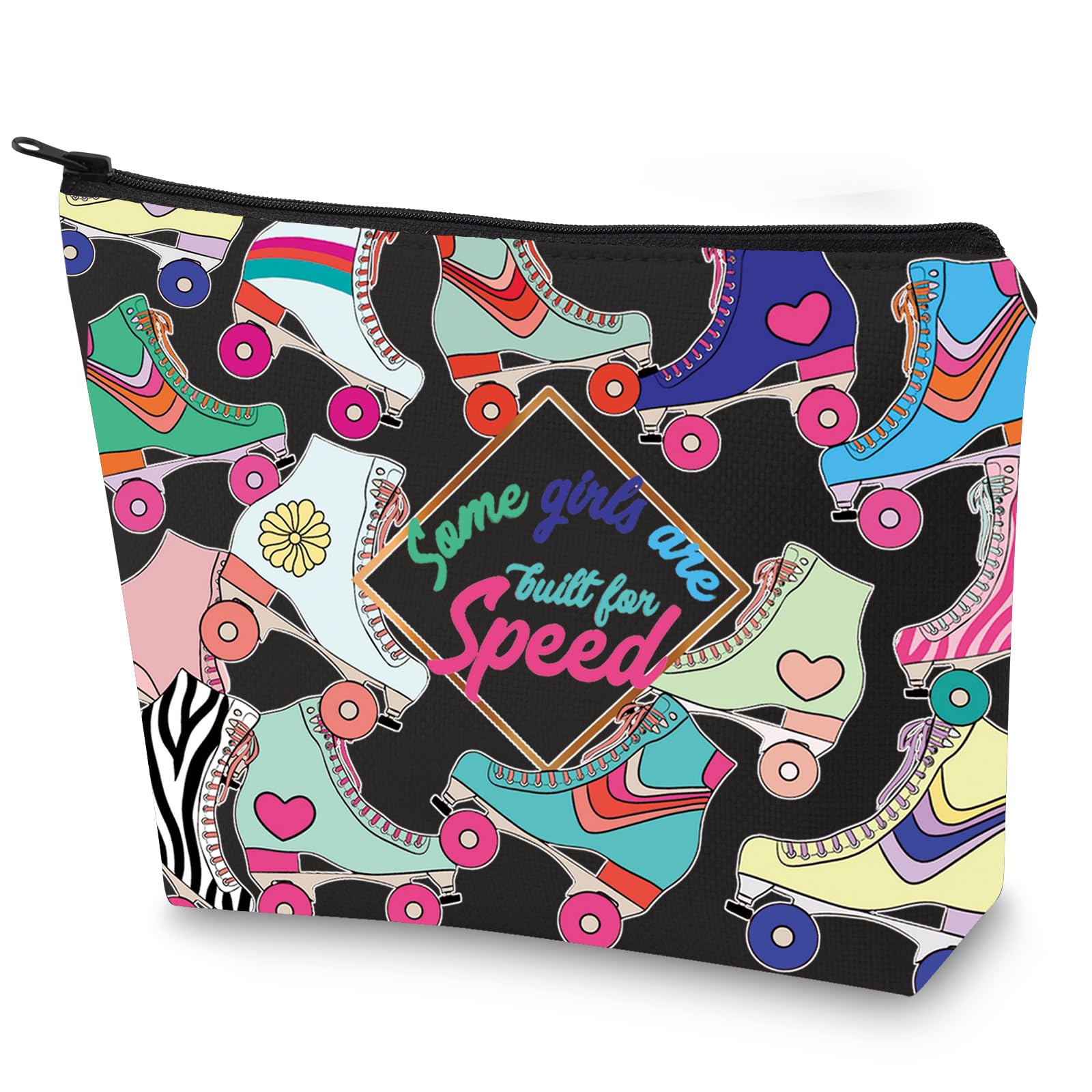 WZMPA Roller Skater Makeup Bag - Skating Lover Gifts, Built For Speed Zipper Bag, Sport Gift