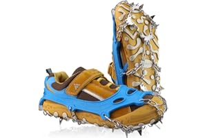 GIGGLEWAY Ice Cleats for Kids, Crampons for Hiking Boots & Shoes, Stainless Steel Anti-Slip Traction Grips, Snow Traction for Fishing, Walking, Hiking & Climbing, Toys for Boys & Girls