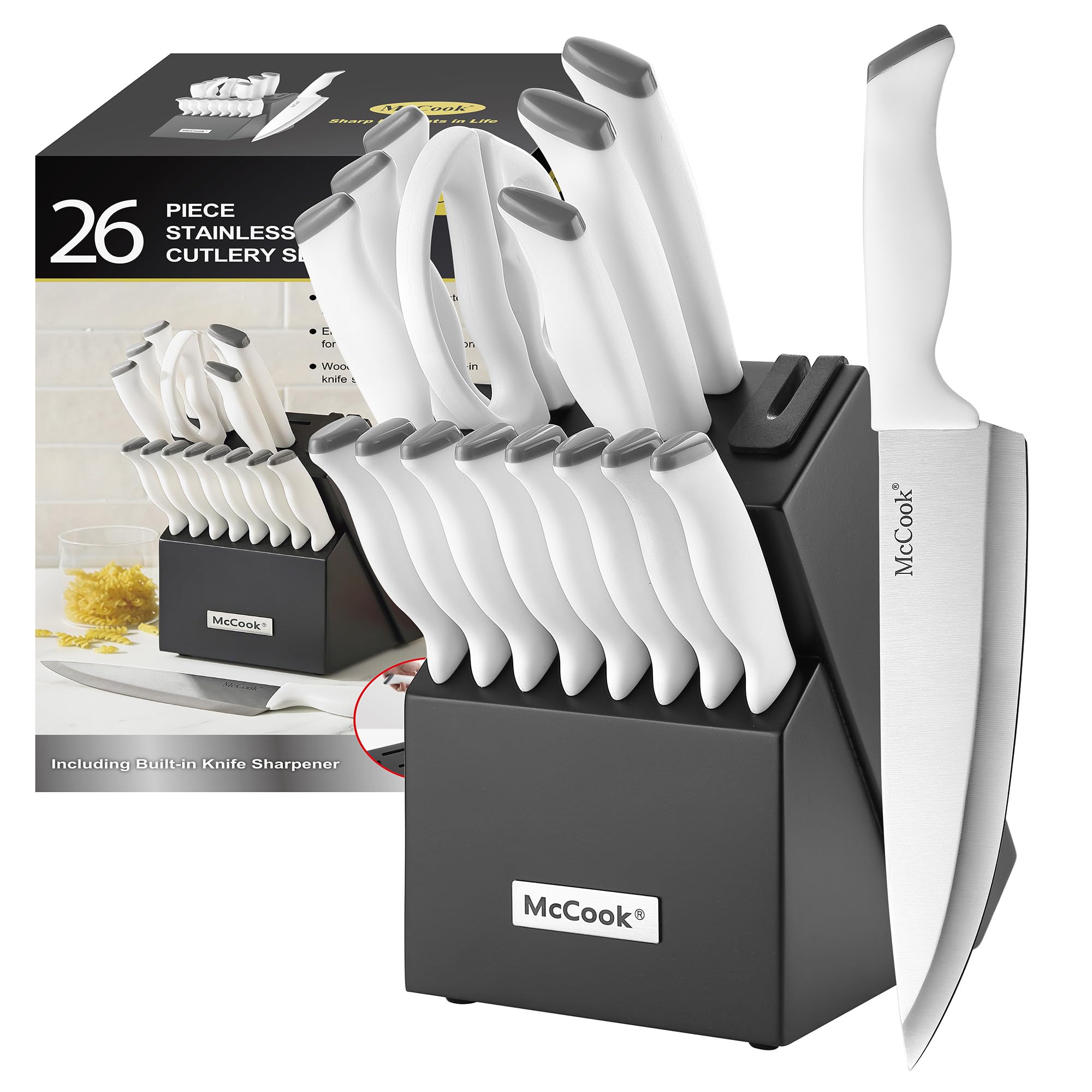McCook® Knife Sets, German Stainless Steel Kitchen Knife Block Sets with Built-in Sharpener Image