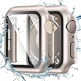 Tensea for Waterproof Apple Watch Screen Protector Case 45mm Series 9/8/7 Accessories, iWatch Protective Face Cover with Tempered Glass Film for Women Men, Bumper Case for iPhone Watch 45 mm