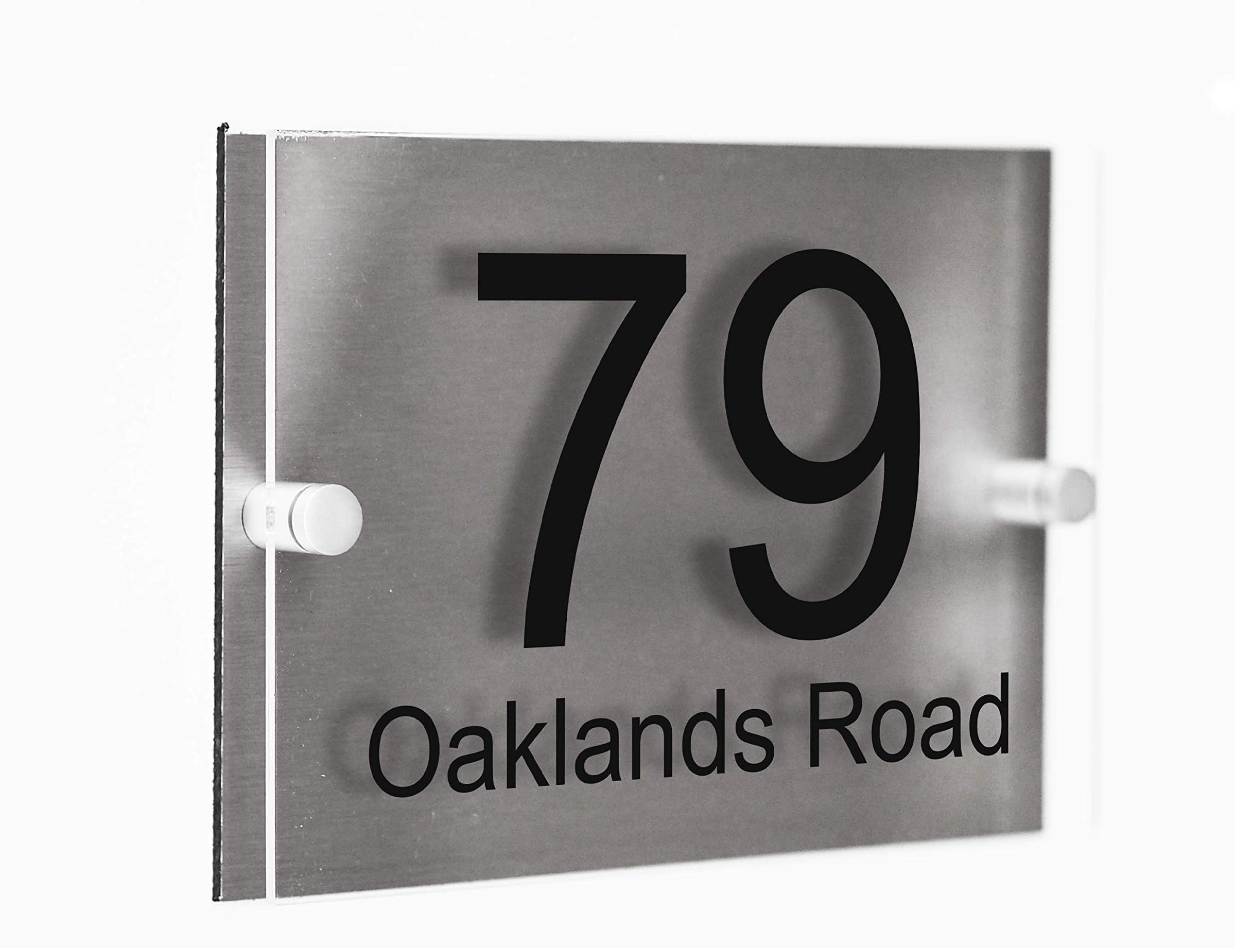 House Number Sign/Plaque Brushed Aluminium & AcrylicGOS03N--Personalised Sign