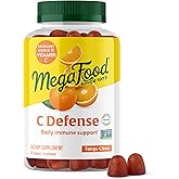 MegaFood C Defense Daily Vitamin C Supplement - Chewable Vitamin C Gummies, Immune Support Supplement, Tangy Citrus Flavor, Made with Real Food, Vegan - 70 Gummy Vitamins, 35 Servings