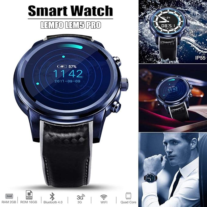 LEMFO Reloj inteligente LEM5 Pro Android 5.1 Bluetooth IP55 Vida ...