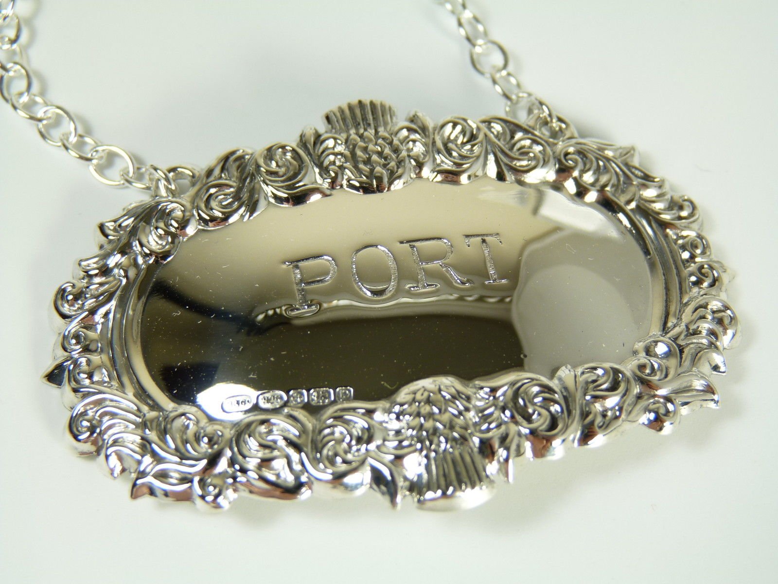 New Sterling Silver Thistle Decanter/Wine Label - Port - Boxed