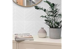 AllDecoo Peel and Stick Backsplash for Kitchen,New Upgrade Herringbone Tiles,Stick on Subway Tile Peel and Stick Backsplash,Whtie 10-Sheet.
