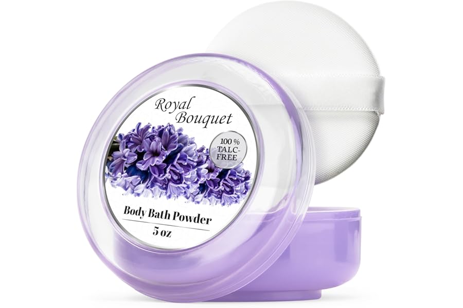 R-NEU Body Powder for Women with Powder Puff, 100% Talc-Free, Elegant Royal Bouquet Scented Dusting Powder, After Bath for Soft Skin, Extra Large, 1 Pack (5oz)