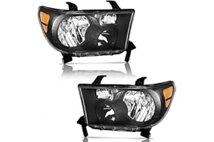 WEELMOTO For 2007-2013 Toyota Tundra Headlights Assembly For 2008-2017 Toyota Sequoia Headlight Replacement, NOT for Models with Auto Light Adjuster