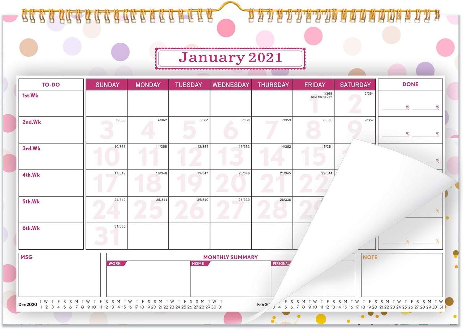 2021 Wall Acaemic Calendar Planner Monthly Family Office