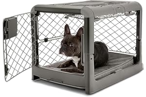 DIGGS Revol Collapsible Dog Crate with Wheels - Premium Portable Dog Crate - Safe, Stylish, and Convenient Indoor Kennel (Smoke, Small)