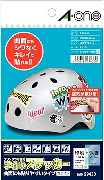 Amazon エーワン 手作りステッカー 曲面にも貼りやすいタイプ はがきサイズ 2セット シール ステッカー 文房具 オフィス用品