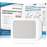 FRESINIDER Transparent Film Dressing 6” x 8” (20 Pack) – Large Waterproof Shower Bandages, Breathable Clear Wound Cover with Border for IV Shield, Post-Surgery Care & Tattoo Aftercare