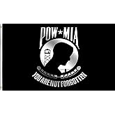 DMSE National League of Families POW/MIA Powmia Prisoner of War Flag 2X3 Ft Foot 100% Polyester 100D Flag UV Resistant (2' X 3' Ft Foot)
