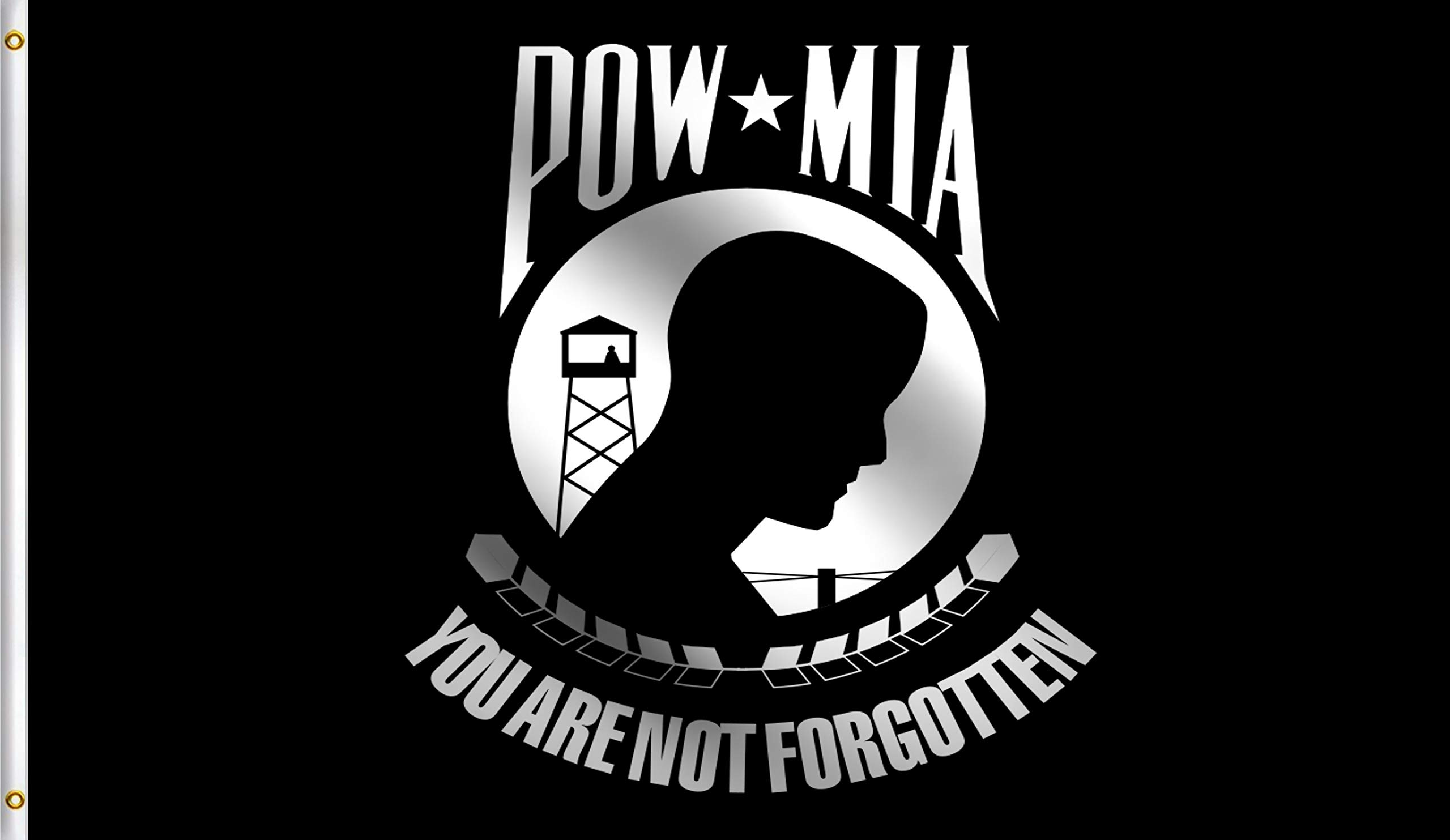 DMSE National League of Families POW/MIA Powmia Prisoner of War Flag 2X3 Ft Foot 100% Polyester 100D Flag UV Resistant (2' X 3' Ft Foot)