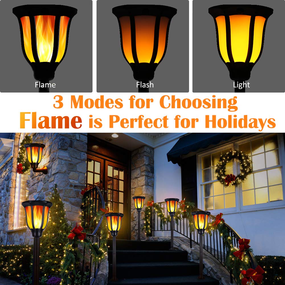 Solar Torch Flame Landscape Lights, ARINO 96LED 35Lumens Outdoor Solar Lights Waterproof Flickering Flames Effect Torches Lights for Garden Patio Deck Driveway Christmas Landscape Decoration, 2 Pack