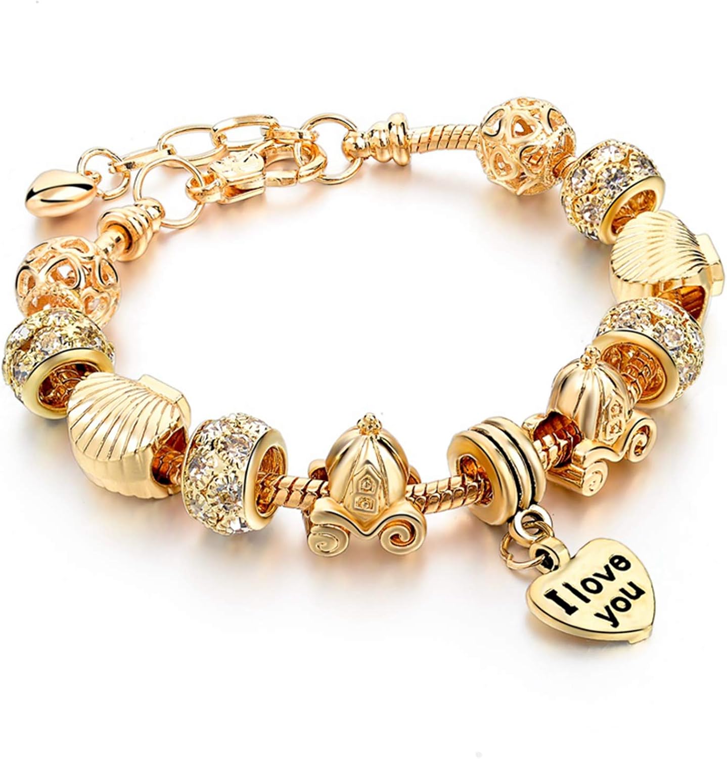 Luxury Crystal Heart Charm Bracelets & Bangles Gold Bracelets for Women