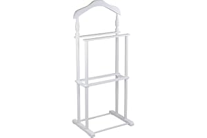 Proman Products Sakura Twin Valet with Wooden Hanger, Trouser Bar & Tie Bar, White