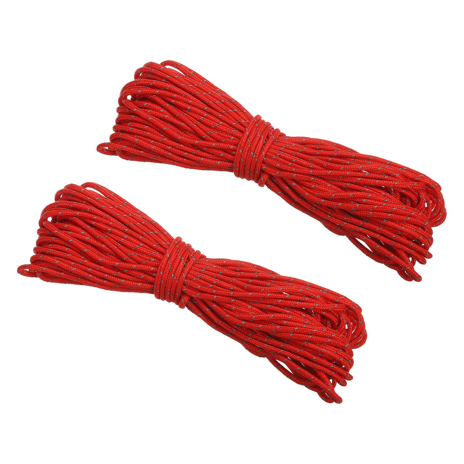PATIKIL 65 Feet Reflective Guyline Camping Paracord, 2mm Tent Cord Guyline Rope Nylon Paracord Rope for Camping Tent Tarp Hiking Red (20M)