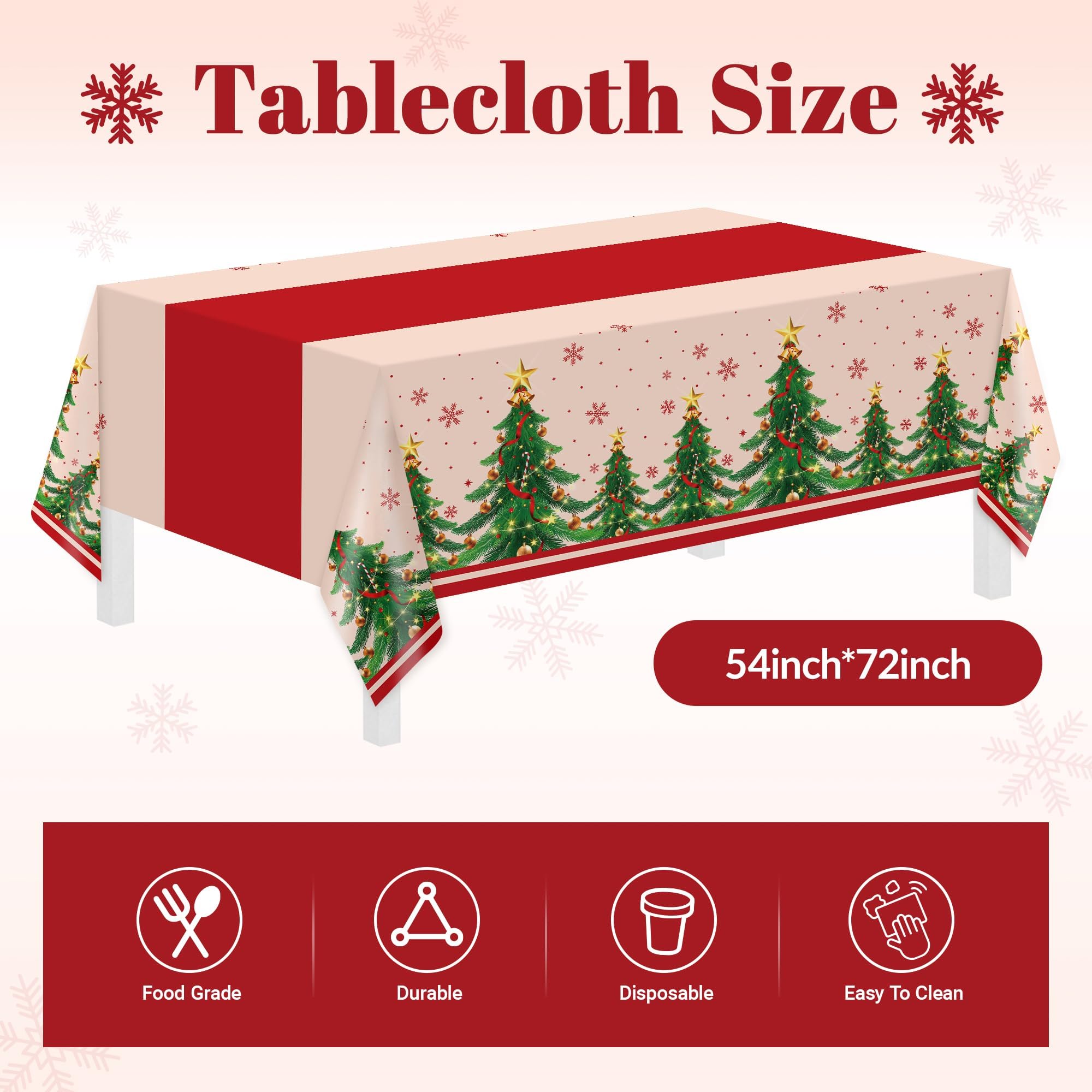 Childom Christmas Party Supplies,102 Pcs Xmas Tree Themed Party Set,Christmas Decoration Dinnerware Set,Disposable Tablecloths Plates Cups Napkins Xmas Tableware For Home,Dinner,Picnic,Holiday,Parties