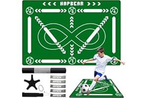 HAPBEAR Soccer Training Equipment- Thickened 0.2 inch, Soccer Training Mat for Footwork and Ball Mastery, Anti-Slip and No-Curl, Idea for All Ages to Improve Speed Strength Agility and Coordination