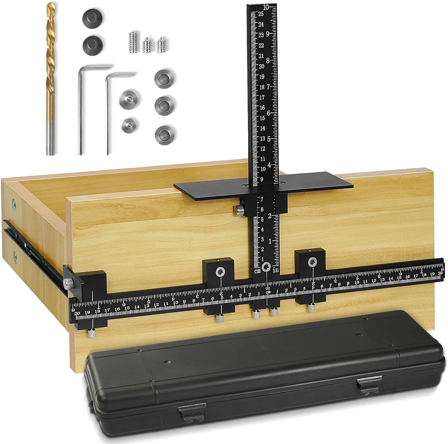 ZDYNASTY Kitchen Door Handle Jig - Aluminum Alloy Cabinet Template Tool Drill Guide Punch Locator Doweling jig for Installation of Handles Knob on Drawer Door Pulls