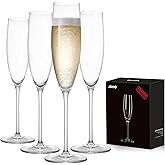 JBHO Champagne Glasses-Elegant Flutes-Gift-Box-Hand Blown Champagne Flutes Glass-100% Lead-Free Premium Crystal - Gift Idea for Wedding, Anniversary, Christmas,New Year-Set of 4-8oz, Clear