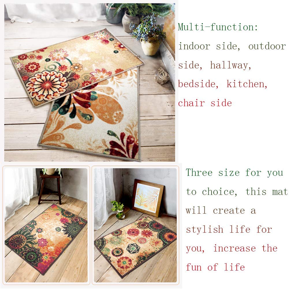 Boho Area Rugs Retro Floral - MeMoreCool Home Living Mats Protective Decorative Carpets 1PC 16 X 24 Inch