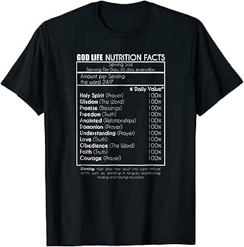 God Life Nutrition Facts TShirt 