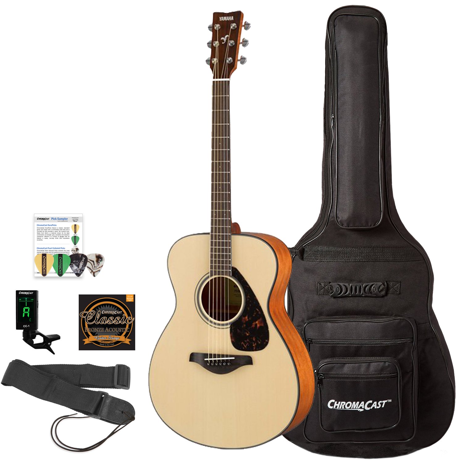 Chromacast Acoustic Guitar Padded Gig Bag - Yamaha Fs800 Concert Acoustic Natural Top Guitar With With Chromacast Padded Gig Bag Accessories Guitar Affinity