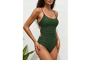 Women's Cross Back One-Piece Swimsuit with Crisscross Straps, Ruched Sides & Tie Back for Beach