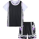 LUCKYLUAN Girls Basketball Jersey Shirt and Shorts Sports Uniform Set Sportwear