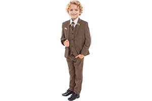 BOFAN Retro Boys Slim Suits Tweed Herringbone Suit 3 Piece Formal Kids Wedding Ring Bearer Outfits Tuxedos Jacket Vest Pants