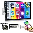 Hikity 9 Inch Single Din Wireless Apple Carplay Radio with Bluetooth, Touchscreen Wireless Android Auto Car Stereo with Mirror Link AM/FM Radio 7 Color Button Lights Backup Camera Dual Mic