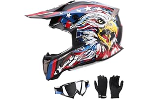 OUMURS DOT Youth Dirt Bike Helmet for Boys & Girls with Goggles & Gloves for 8-18 Years Old, Kid ATV Helmet Motocross Off Road