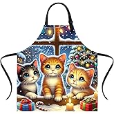 THISFIND Apron with 2 Pockets Adjustable Neck for Women Men Adults Home Kitchen Grill Baking Holiday Decorations