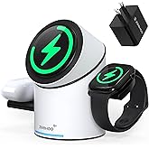 ZEEHOO 3 in 1 Charging Station for Apple Devices, Mag-Safe Charger Stand, Qi2 15W Auto-Rotating Wireless Charger for iPhone 17 16/15/14/13/12 Series& AirPods& iWatch(White)