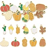 FASHEWELRY 11Pcs Stainless Steel Enamel Charms Vegetables Enamel Dangle Charms Funny Flatback Pendants for Keychains Earrings Bracelets Necklaces Jewelry Making