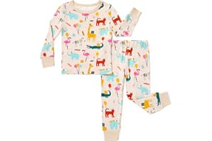 PATPAT Bamboo Viscose Pajama Sets for Toddler Boys & Girls Baby Kids, Ultra-soft Snug fit Pjs Sleepers for Birthday Holiday