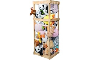 storenization Stuffed Animal Storage Stuffed Animal Zoo Toy Storage, Wood Plushies Storage Organizer for Kids Room Nursery Pl