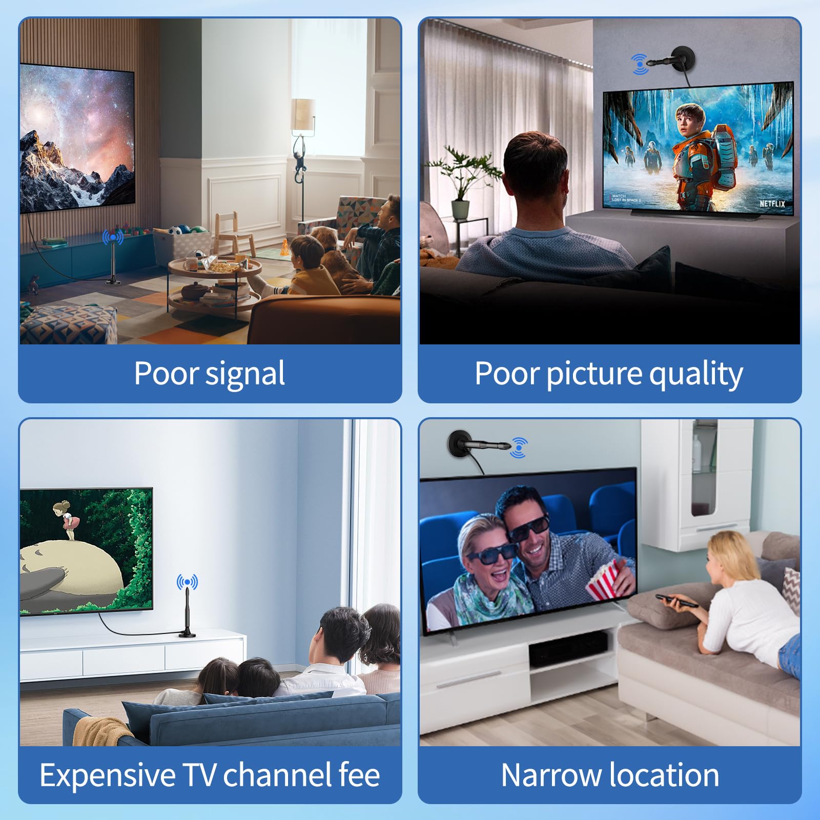 TV Antenna Indoor,650+ Miles Long Range Digital Antenna Indoor for All TV,Antenna for Smart TV for Local Channels,Supports 4K, 1080p