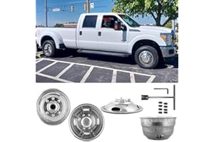 Kucaruce 4pcs Front+Rear 17" Polished 304L Stainless Steel Dually Wheel Simulators,Nice Looking Bolt On Wheel Cover,8 Lug 4 Hand Hole Hubcaps Compatible with 2005-2025 Ford F350 C17A8