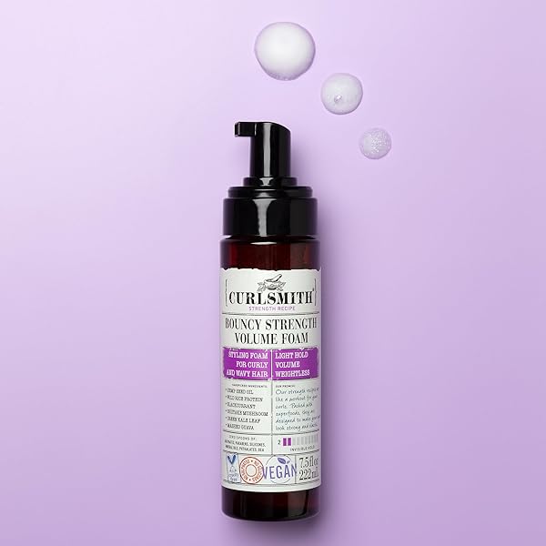 CURLSMITH – BOUNCY STRENGTH VOLUME FOAM, STYLING FOAM FOR CURLY & WAVY HAIR, LIGHT HOLD (7.5 FL OZ)