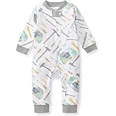 Burt's Bees Baby Boys Sleep and Play PJs, 100% Organic Cotton One-Piece Zip Front Romper Jumpsuit Pajamas