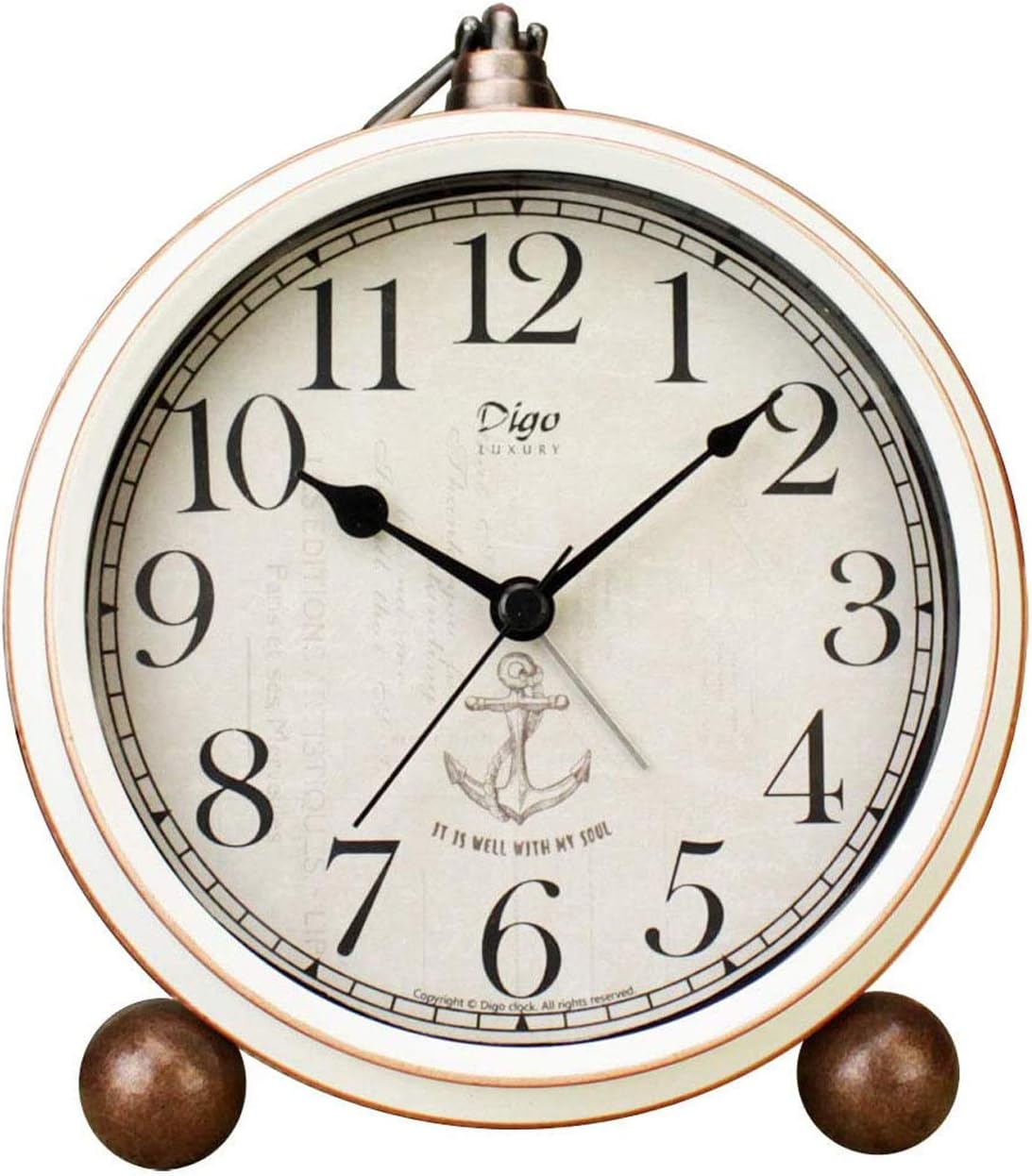 Small Alarm Clock, Cookadvan 5.2 Inch Retro NonTicking Analog Quartz