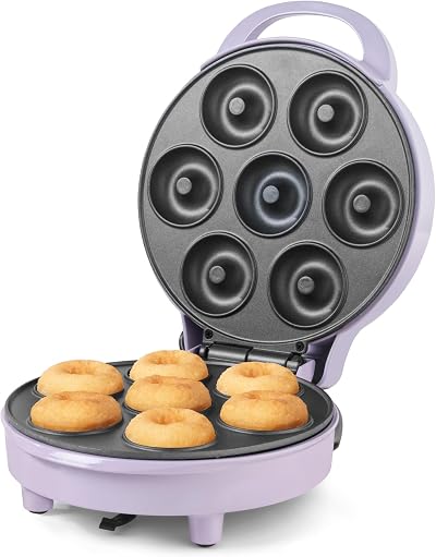 Giles & Posner Mini Doughnut Maker 7 Donuts Non-Stick 1000W Purple