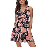 Kate Kasin Women's Two Piece Swimsuits Tummy Control Back Cross Flowy Swimdress Bathing Suits with Boyshorts Swimwear