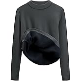 Gihuo Womens Fleece Sweaters Sherpa Lined Thermal Shirts Long Sleeve Warm Base Layer 2026 Knit Fall Sweaters