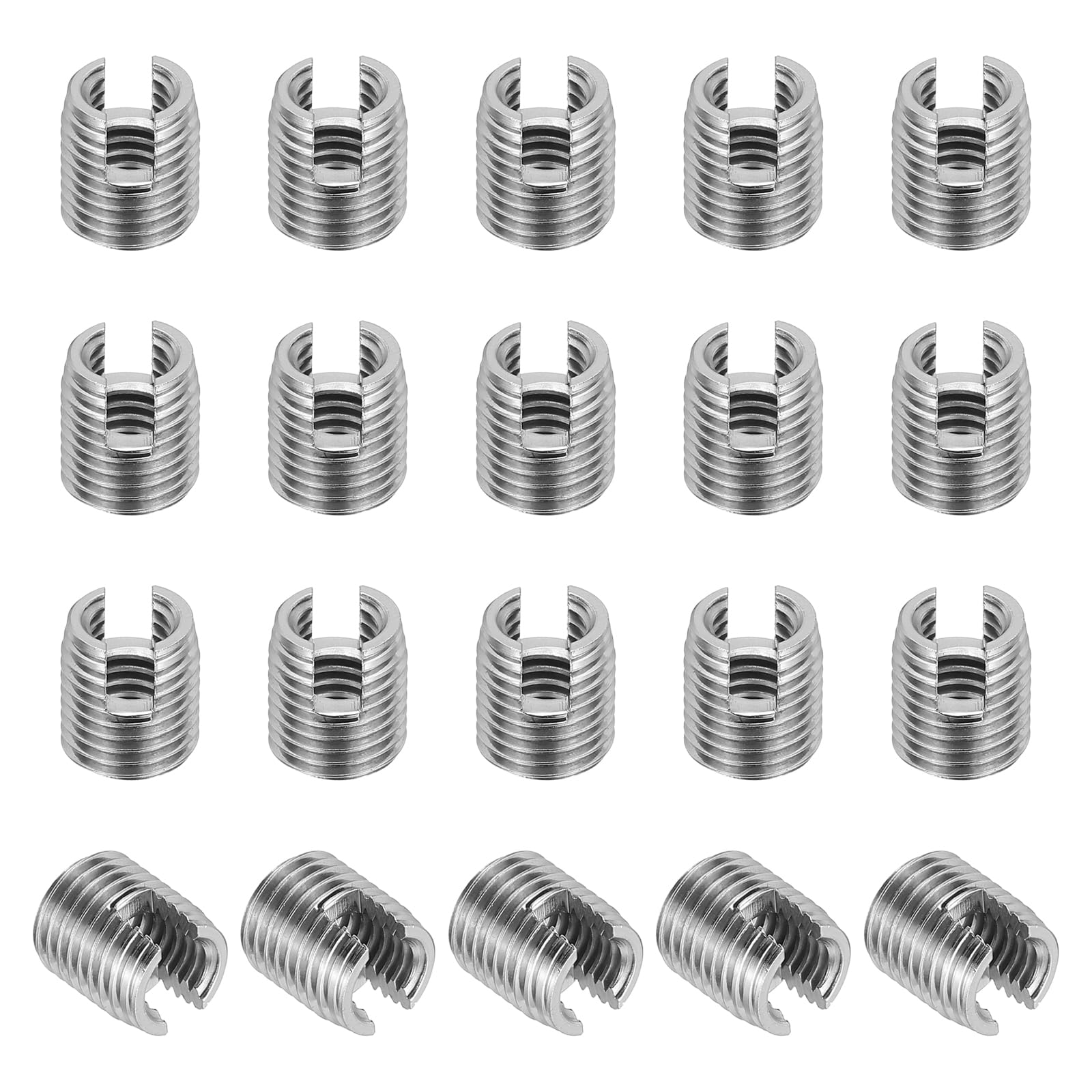 PATIKIL Self-Tapping Threaded Inserts, 20 Pcs M6 x M9 x 10mm 303 Stainless Steel Thread Adapter Reducer Slotted Screw Repair Inserts Nuts Sleeve