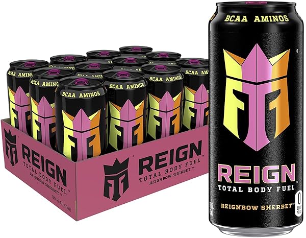 REIGN TOTAL BODY FUEL, REIGNBOW SHERBET, FITNESS & PERFORMANCE DRINK, 16 FL OZ (PACK OF 12)