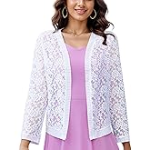 FindThy Women’s Open Front Lace Cardigan Long Sleeve Floral Crochet Summer Shrug Cover Ups