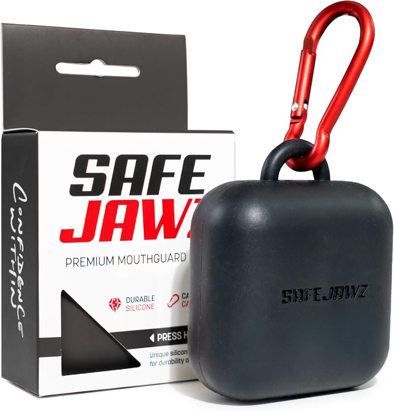 SAFEJAWZ Premium Mouthguard Case with Carabiner Clip Black